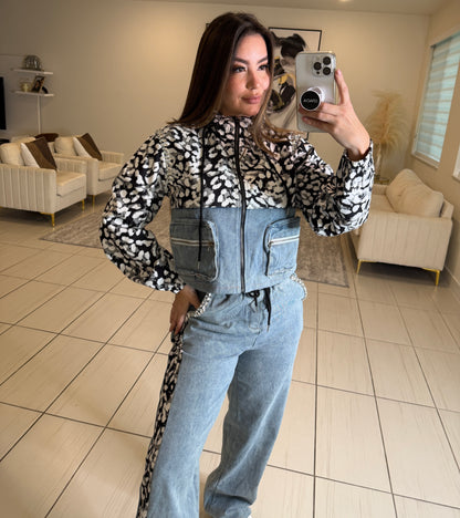 Urban Flair Leopard and Denim Comfy Set