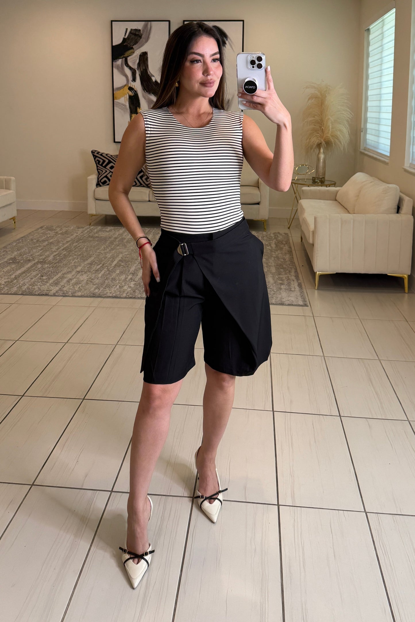 Horizontal Stripes White and Black Bodysuit