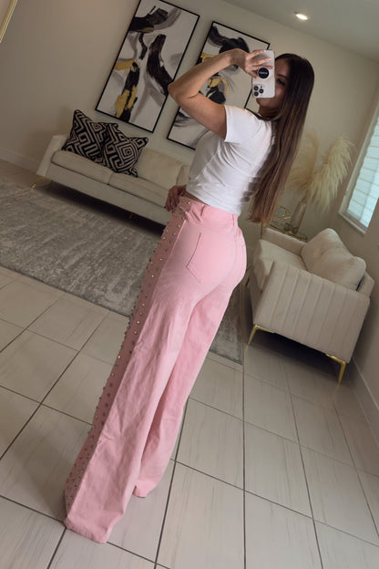 Blush Drift Studded Pink Pants