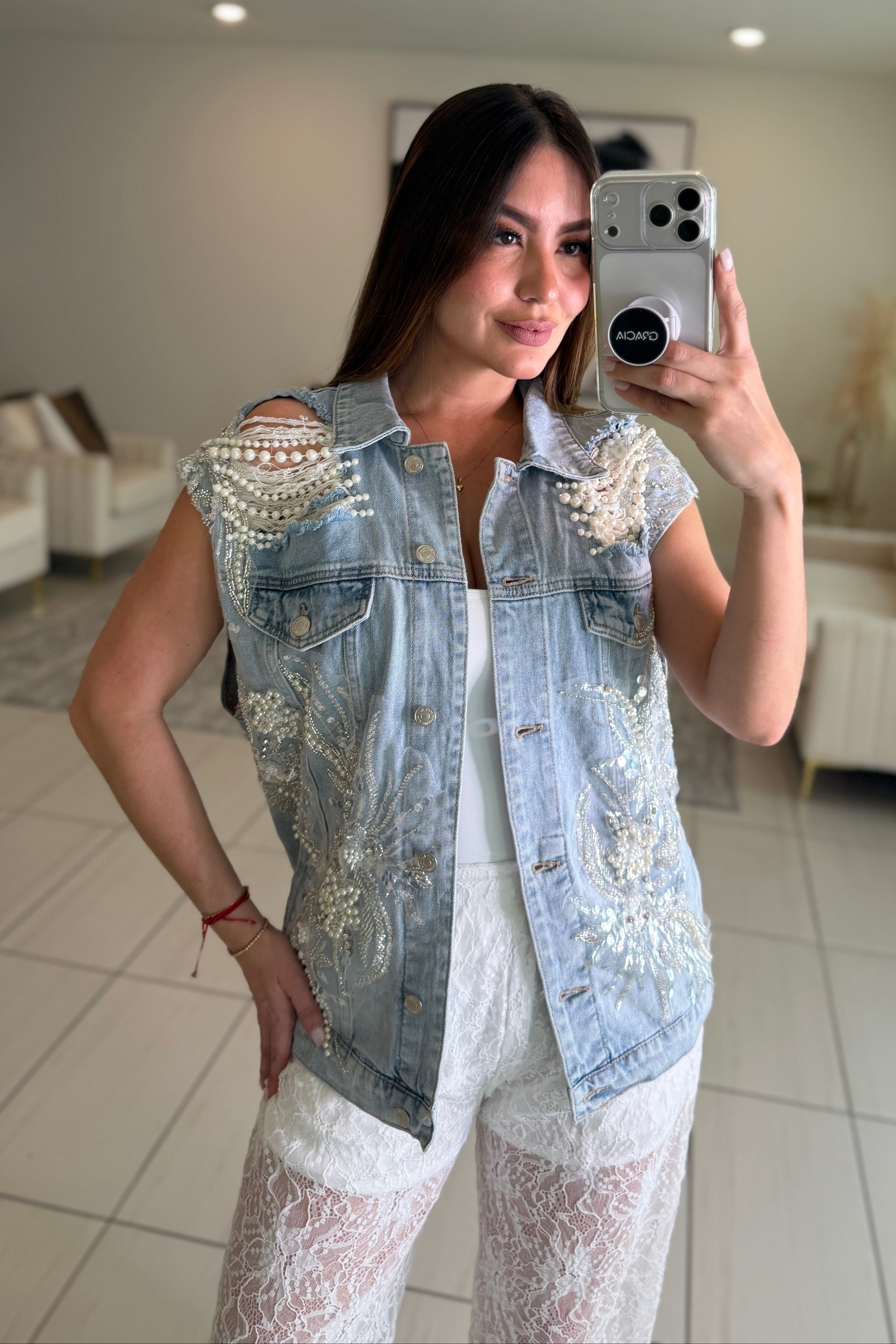 City Of Pearls Denim Jacket