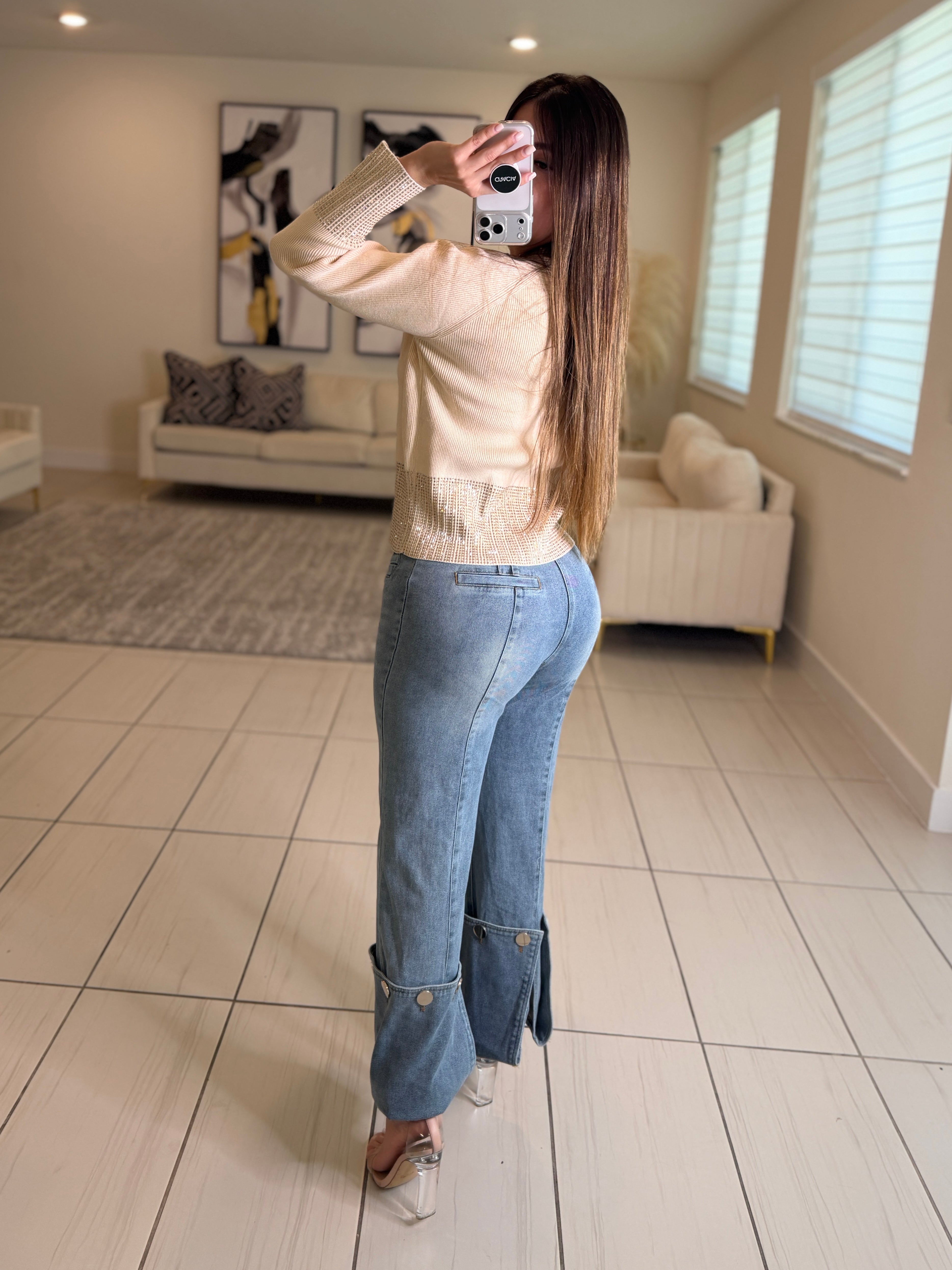 Astral Muse Beige Sweater Top