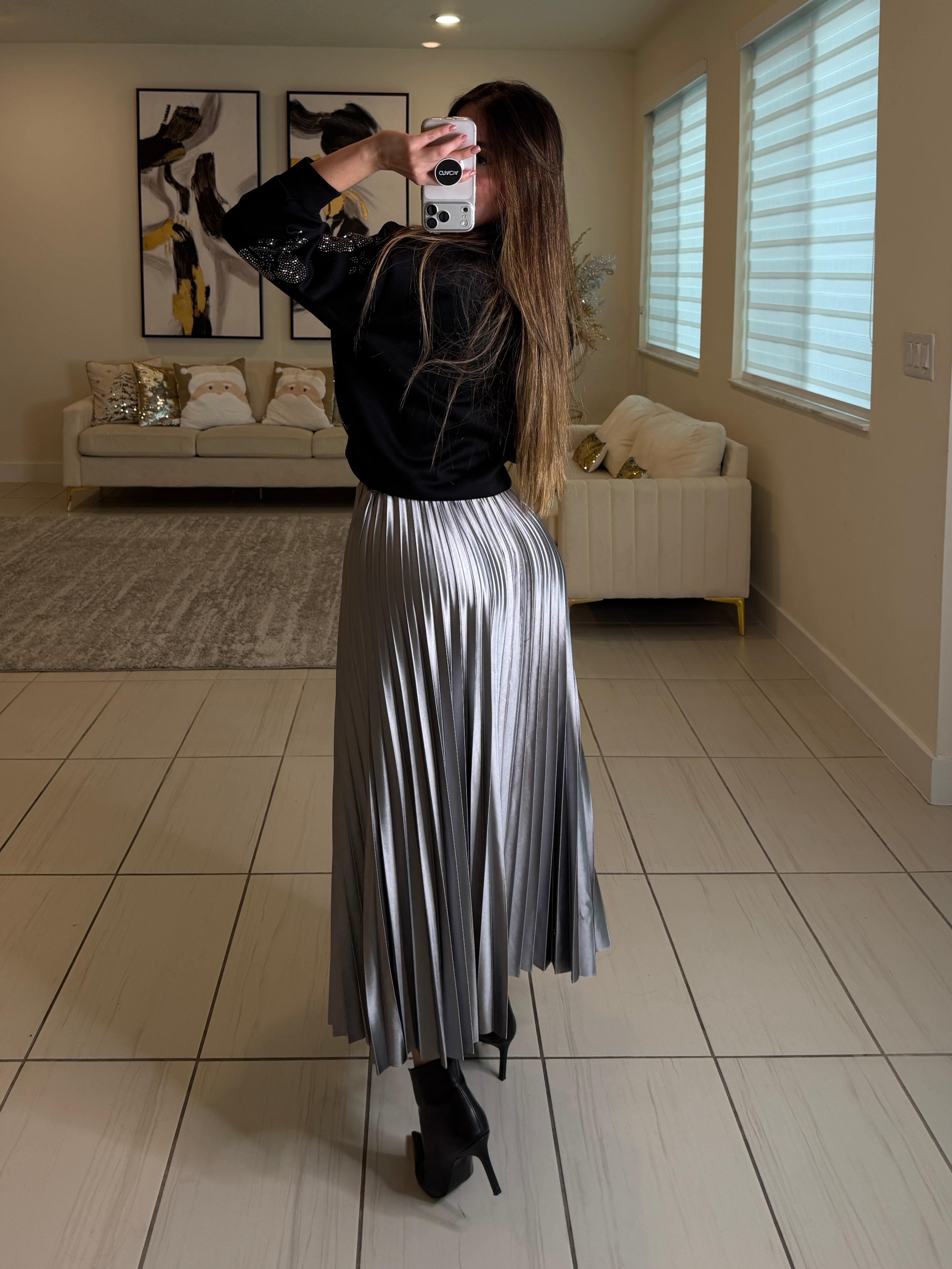 Magnetic Grey Midi Skirt