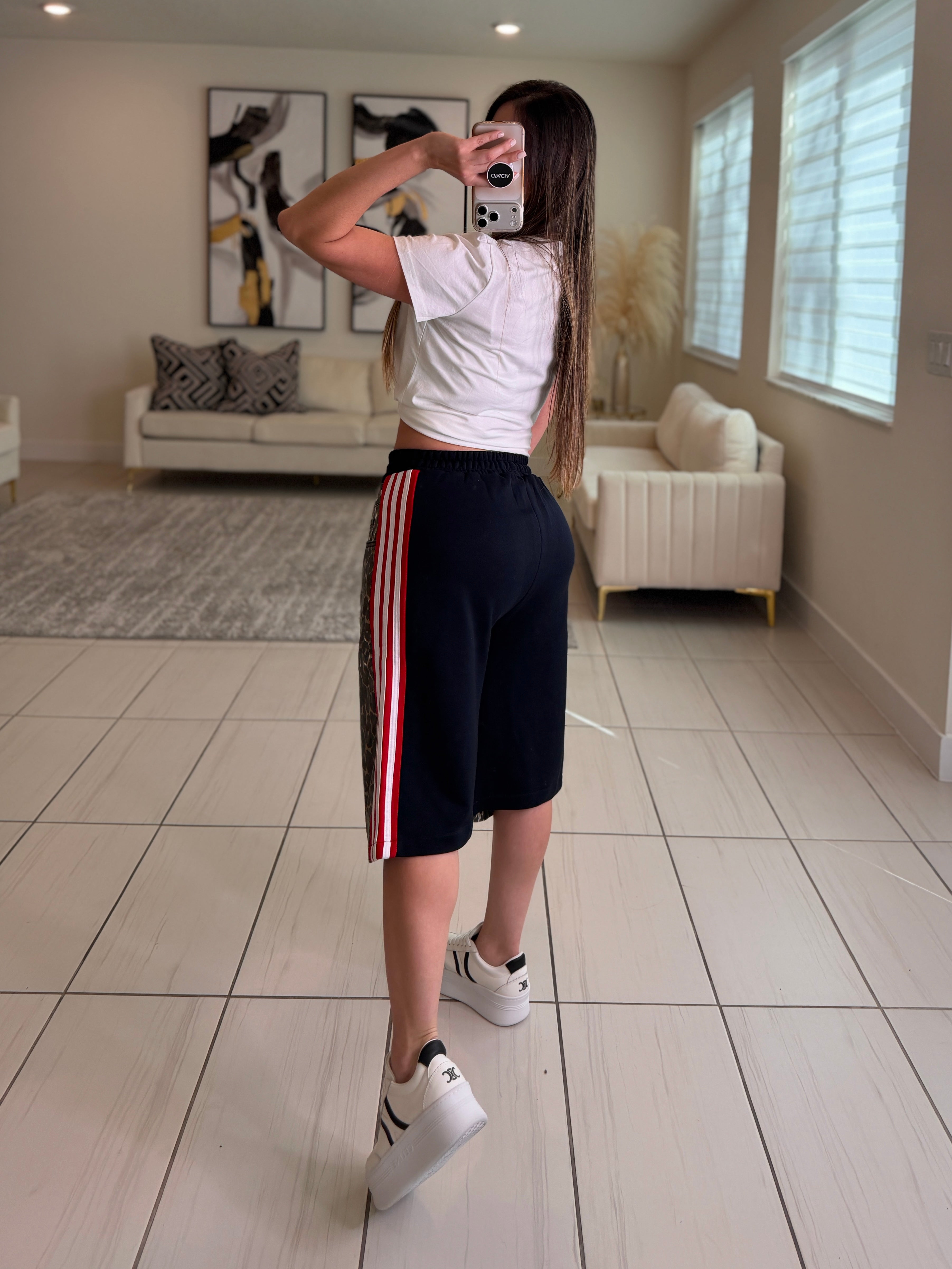 Wild Leopard Red Stripes Shorts