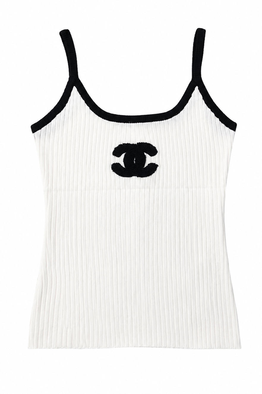 Iconic Knit White and Black Tank Top