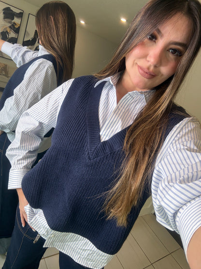 Arctic Intent Blue Long-Sleeved Top