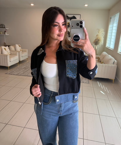 Iconic Black and Denim Contrast Set