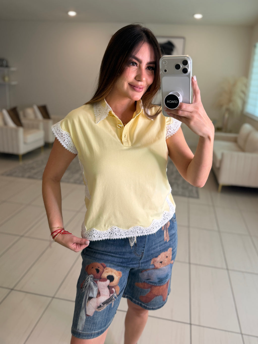 Charming Embroidery Yellow Top