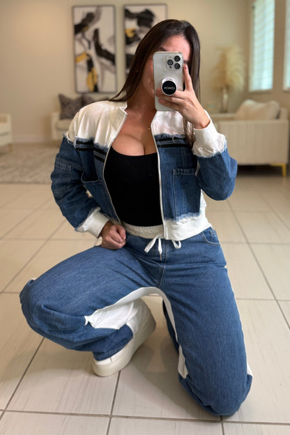 Iconic White and Denim Contrast Set