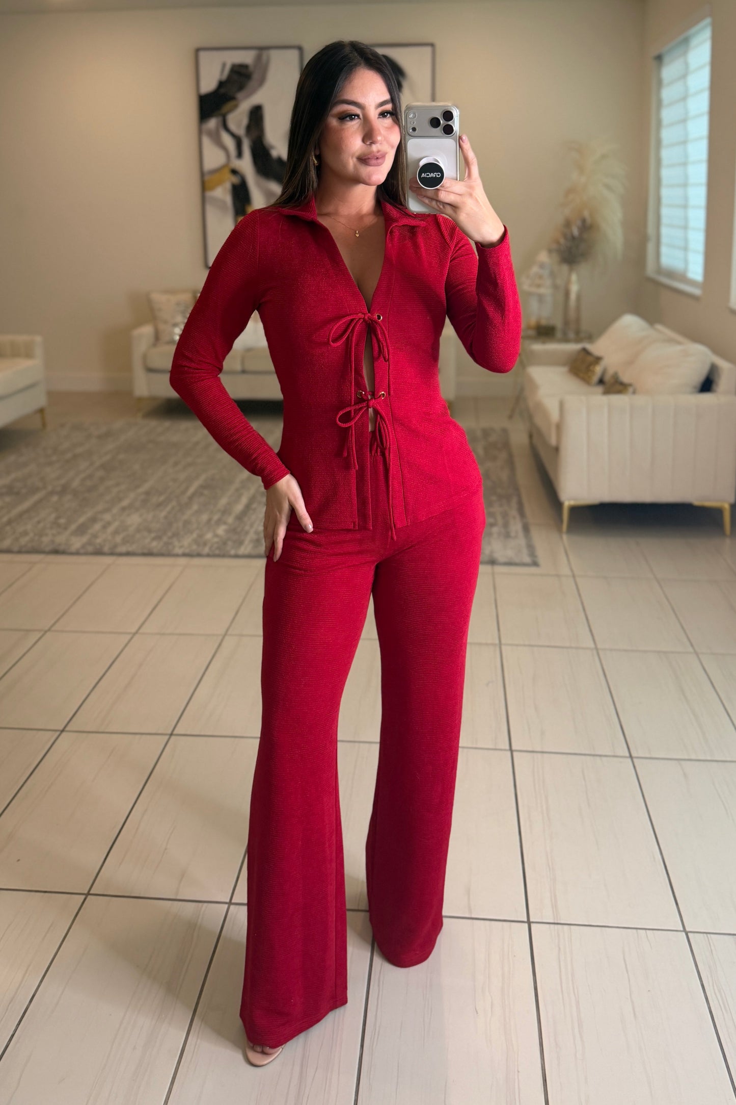 Glow Motion Red Pants Set