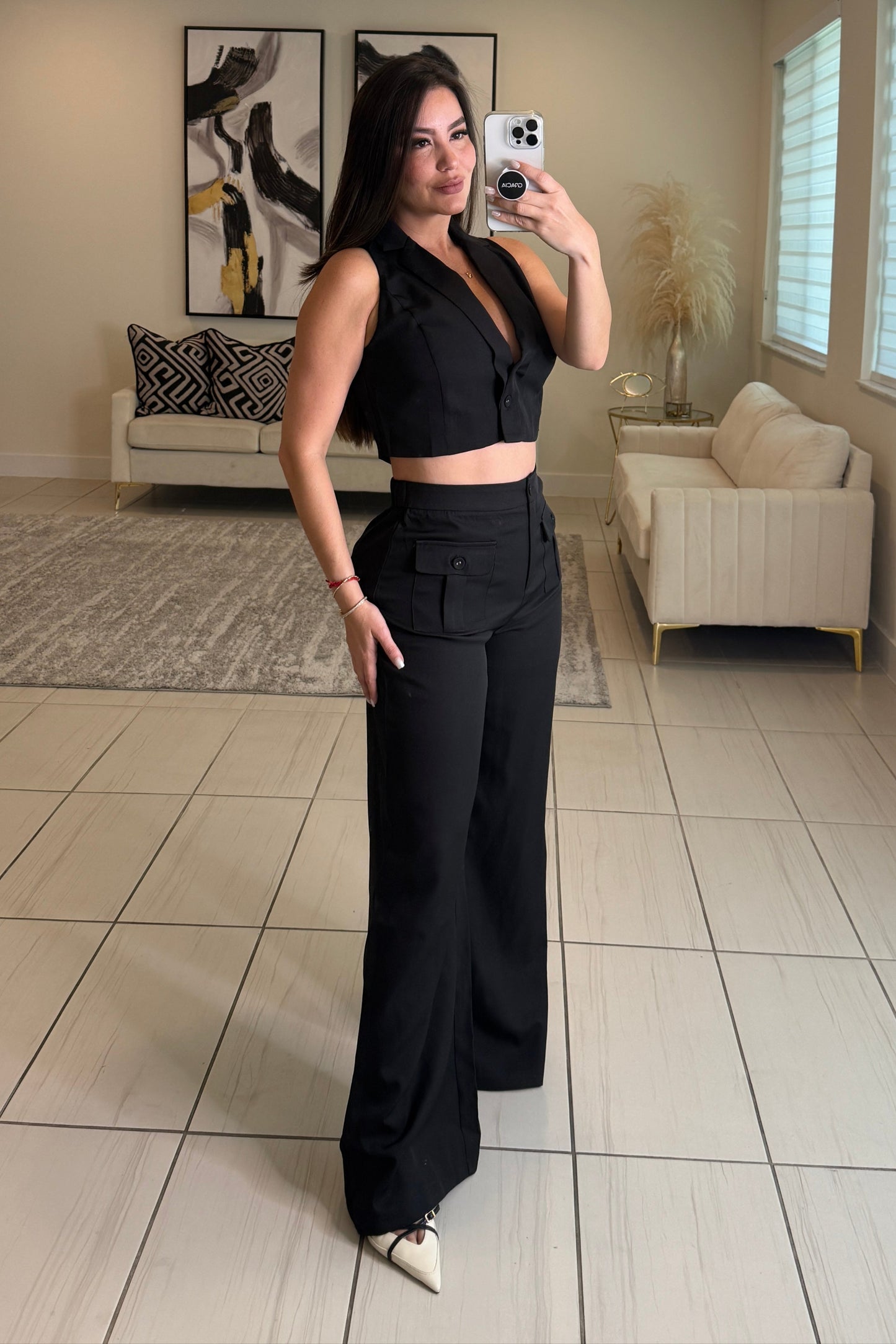 Sharp Agenda Black Pant Set