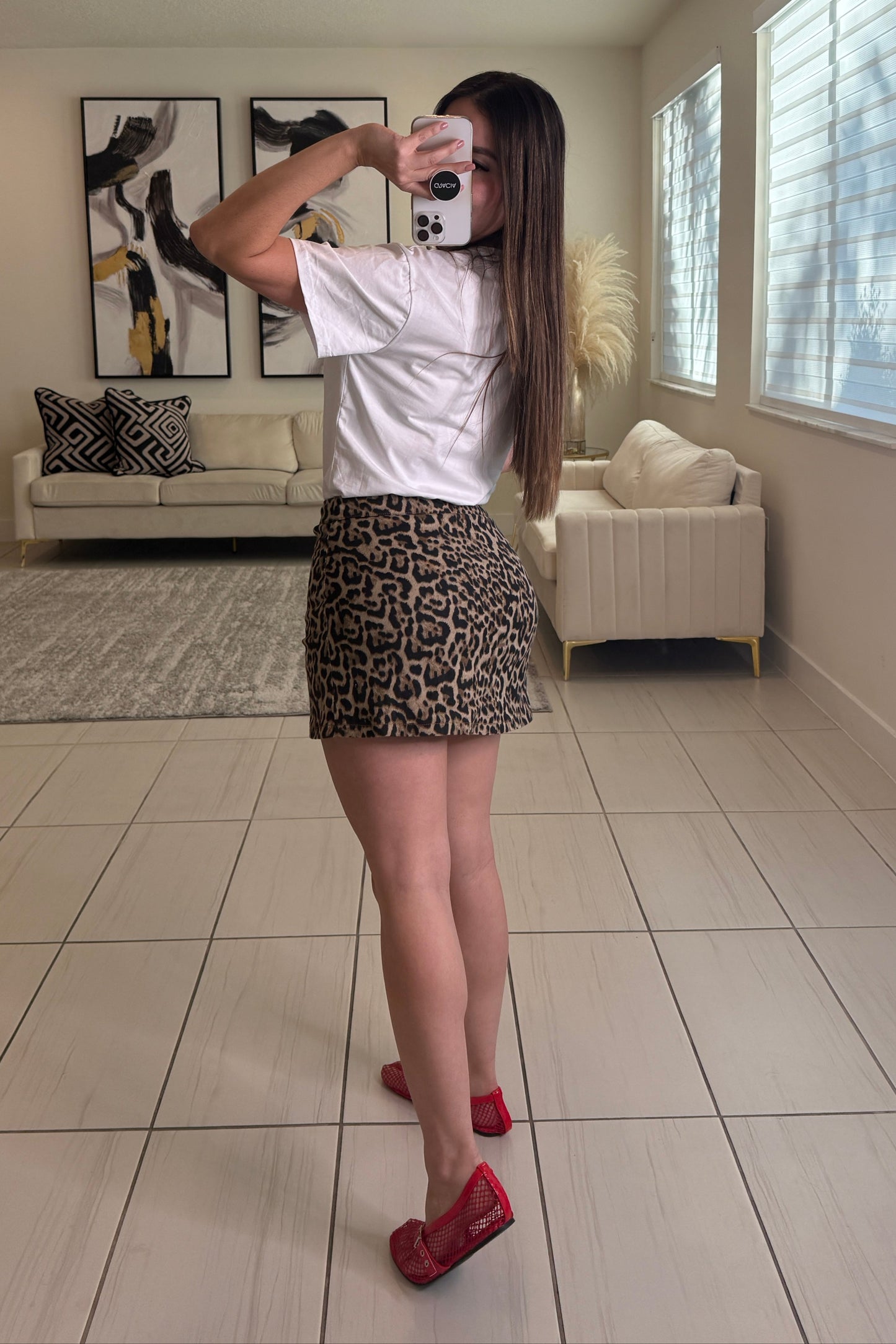 Fierce Streak Leopard Denim Short
