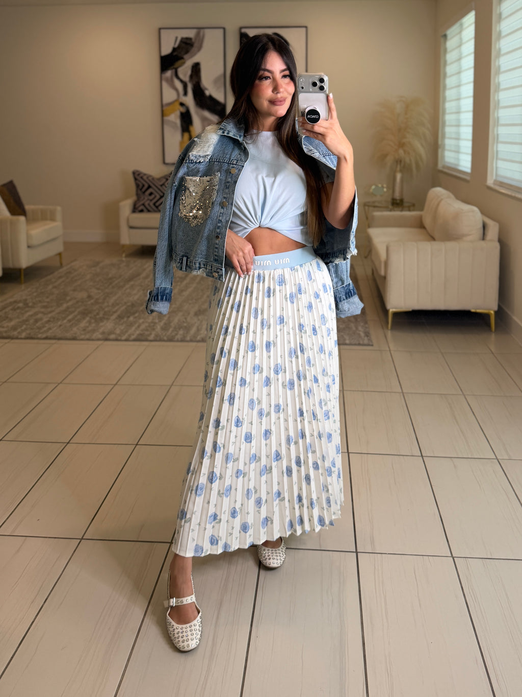 Radiance Silver Sequin Denim Jacket