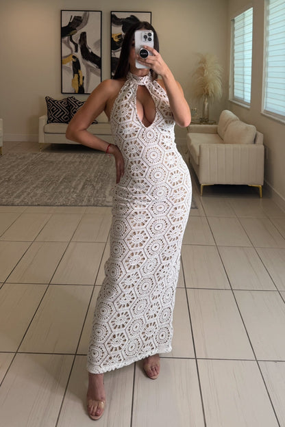 Muse Crochet White Maxi Dress