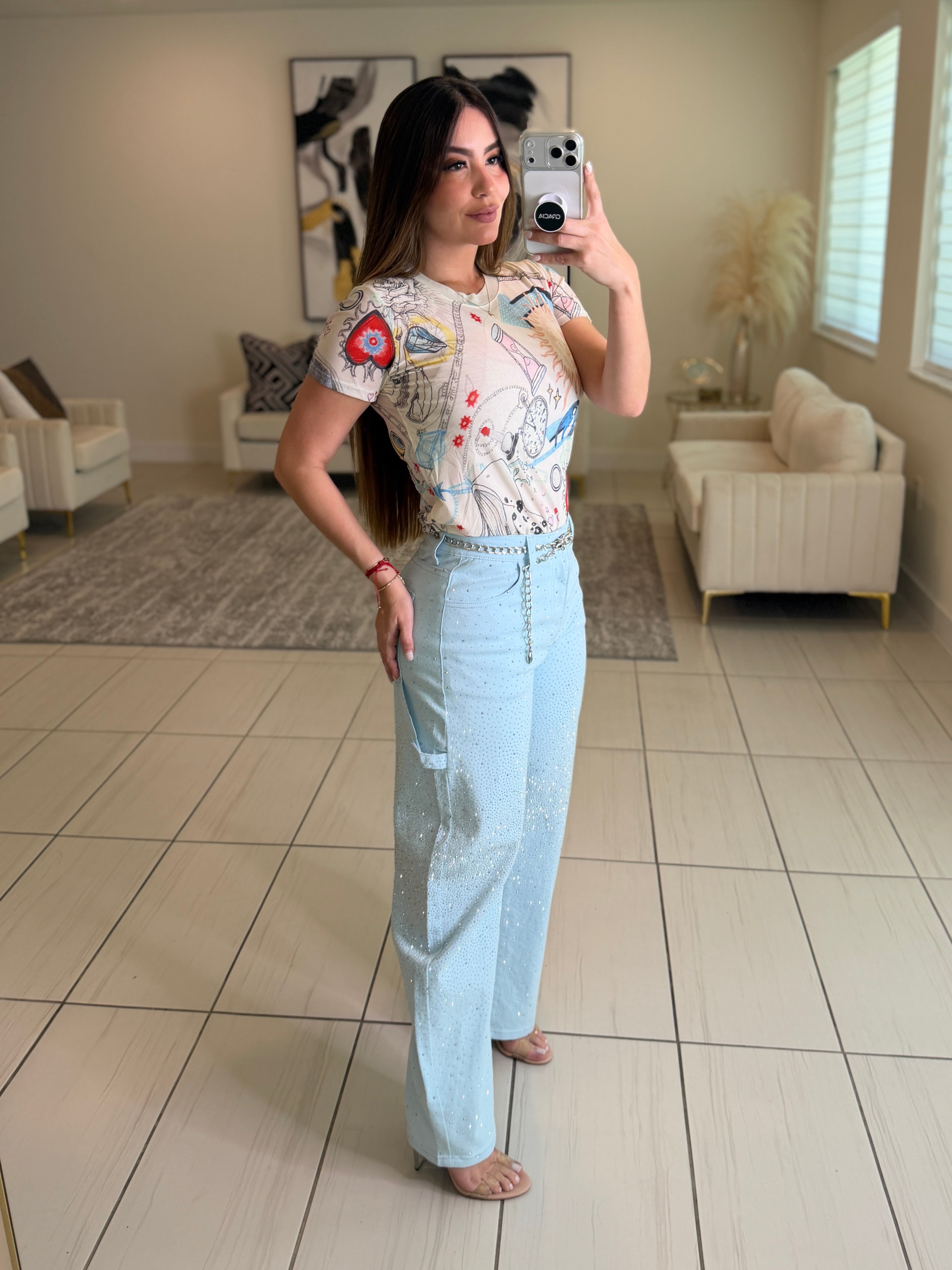 Divine Rhinestones Blue Pants