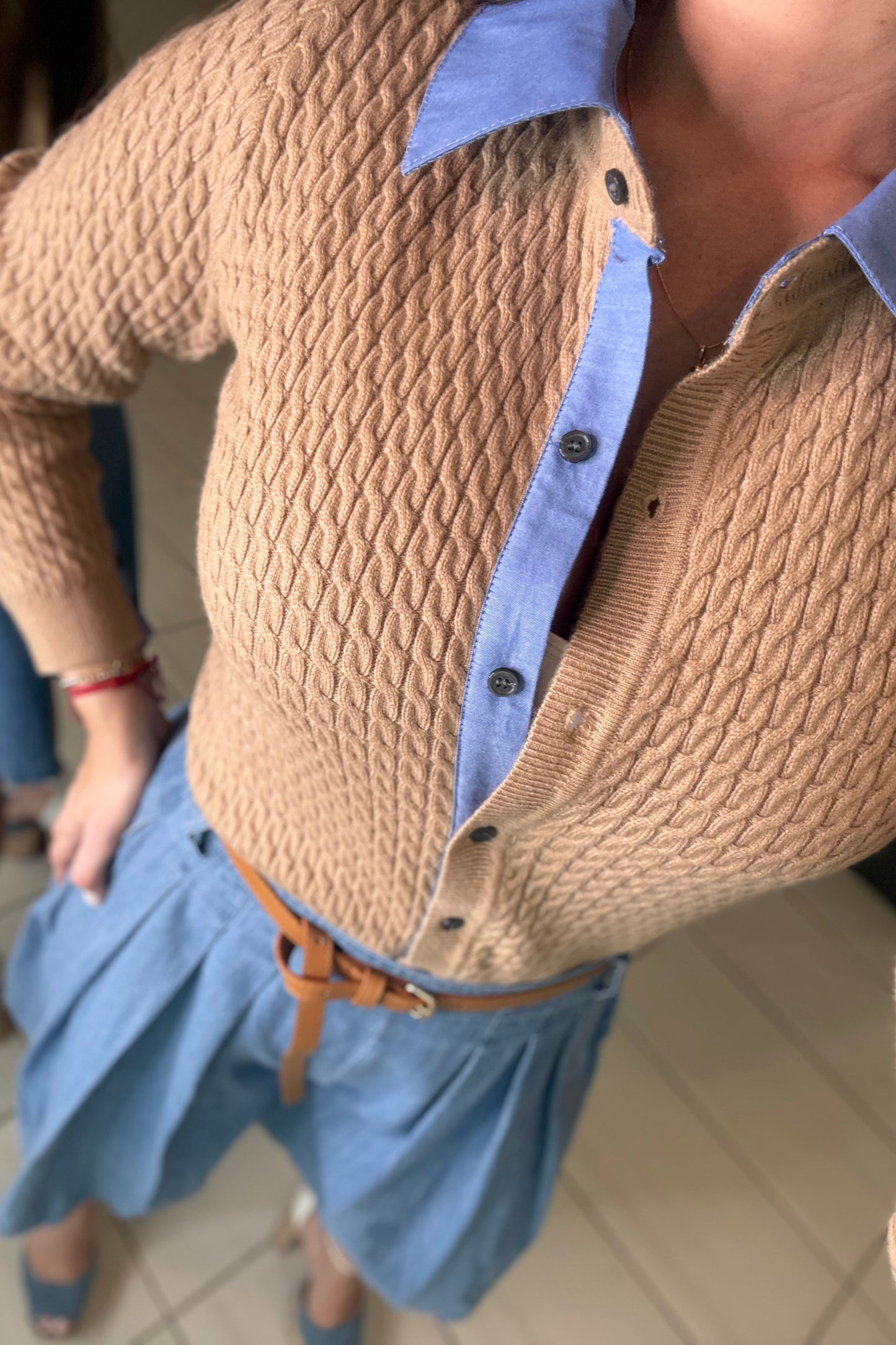 Magnetic Contrast Mocha Sweater