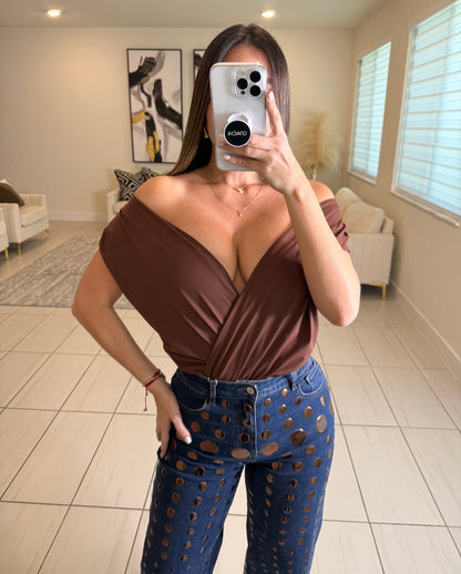 Midnight Crossover Brown Bodysuit