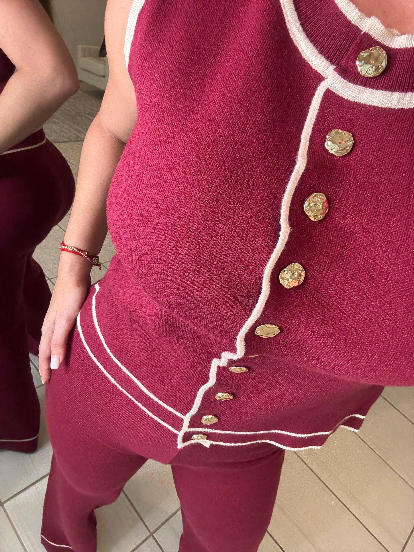 Divine Knit Red Wine Pant Set