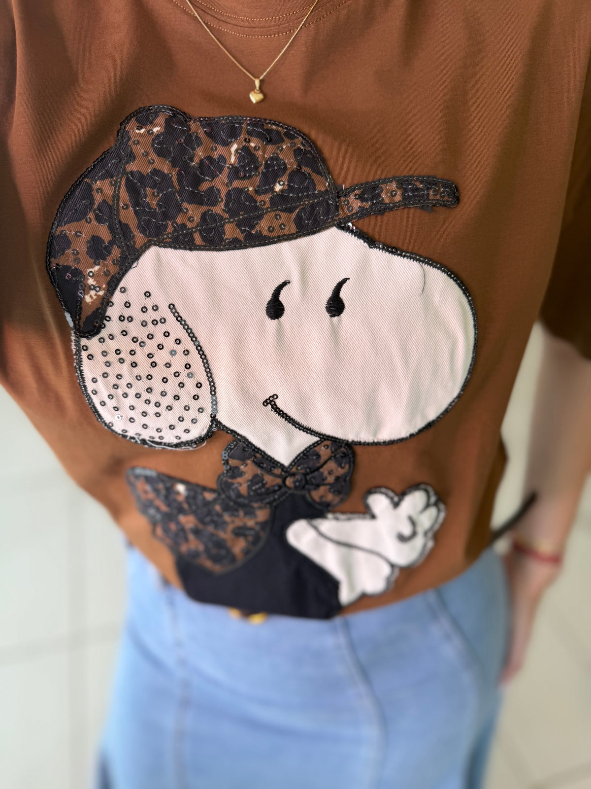 Coquette Print Brown Tshirt