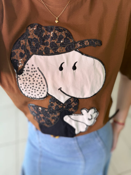 Coquette Print Brown Tshirt