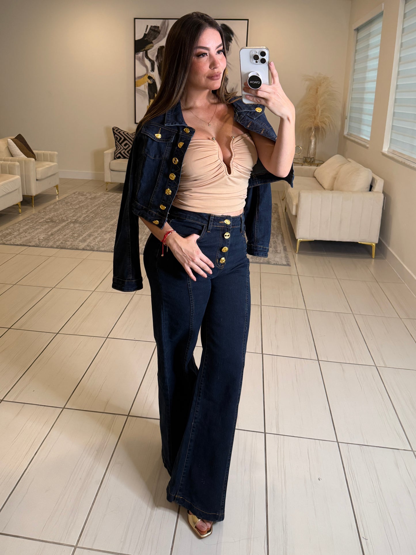 Iconic Elegance Denim Pant Set