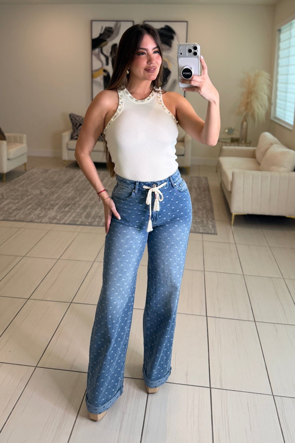 Sweet Dots Denim Pants