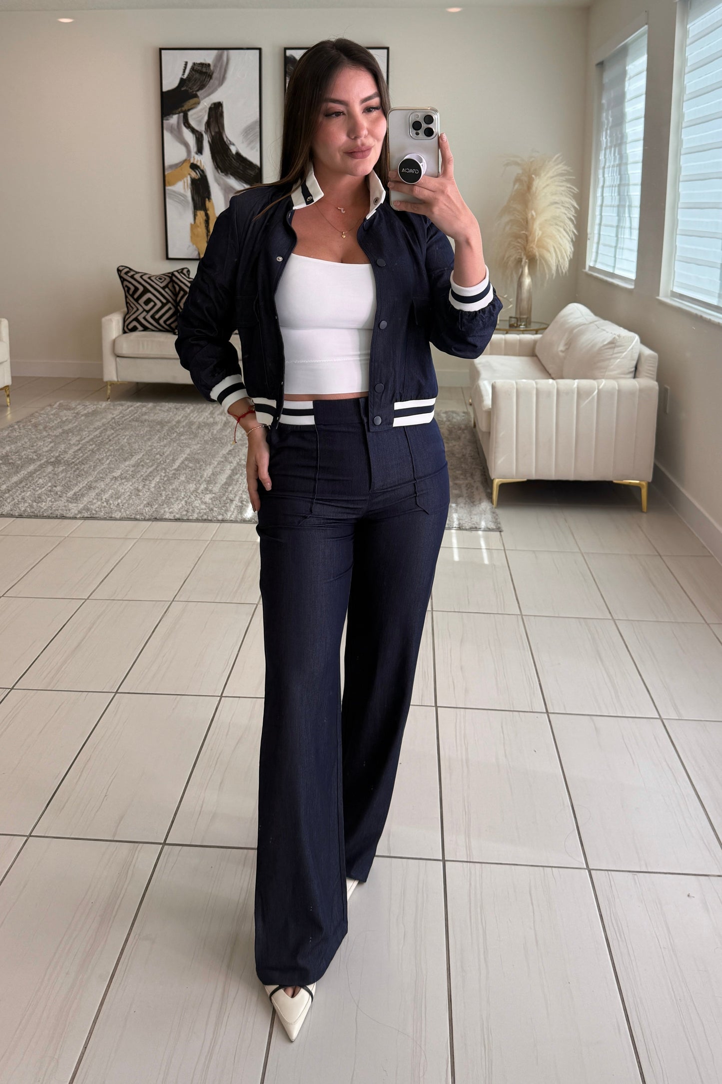 Linear Attraction Navy Blue Pant Set