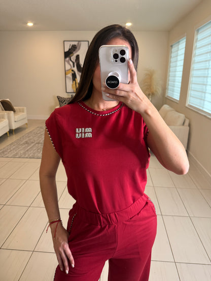 Iconic Muse Red Pant Set