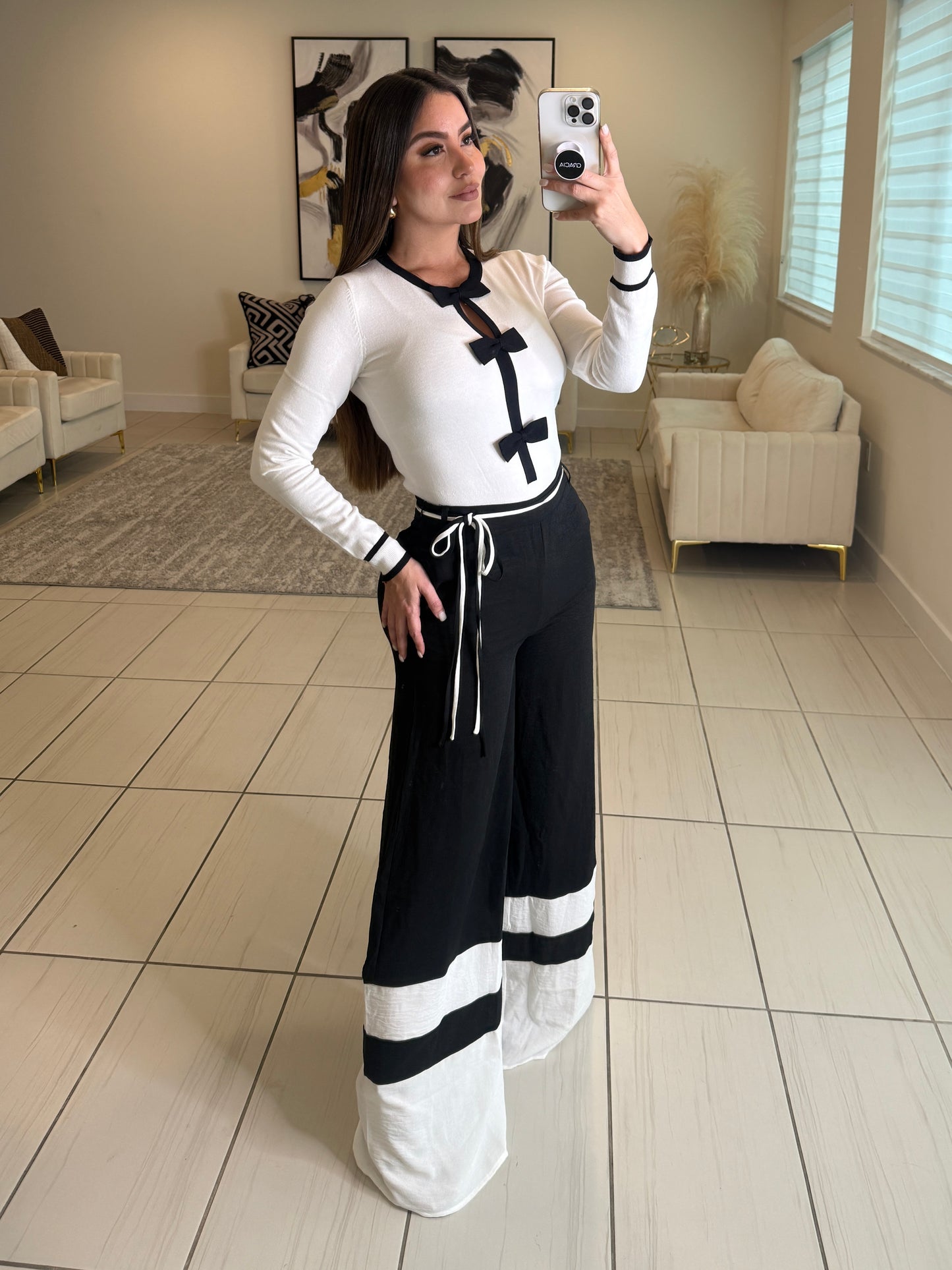 Cutest Bow Knit White Sweater Top