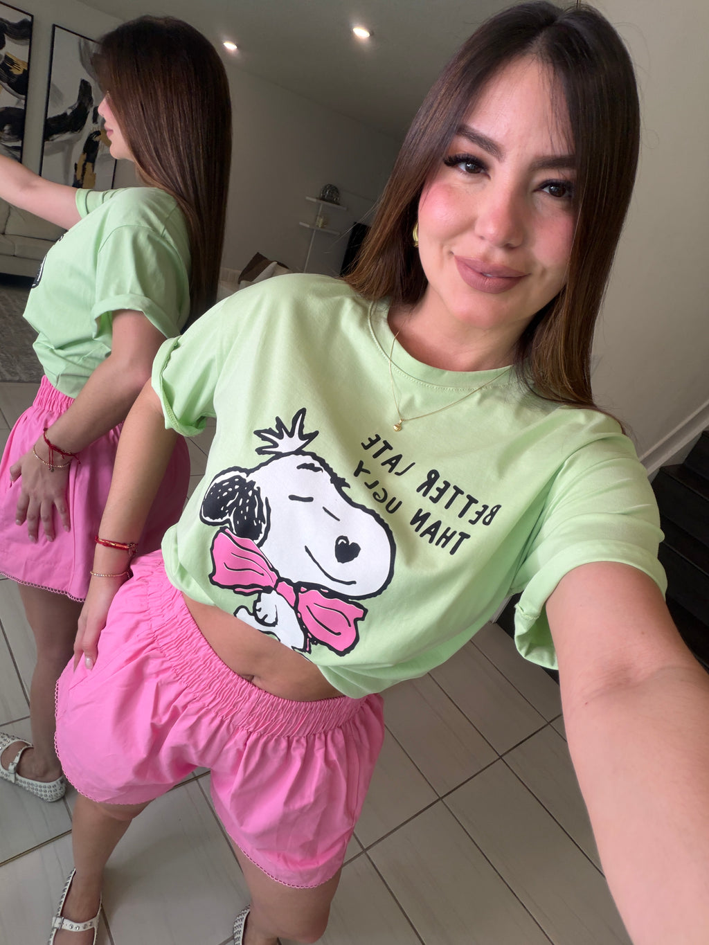 Better Late Than Ugly Green Tshirt