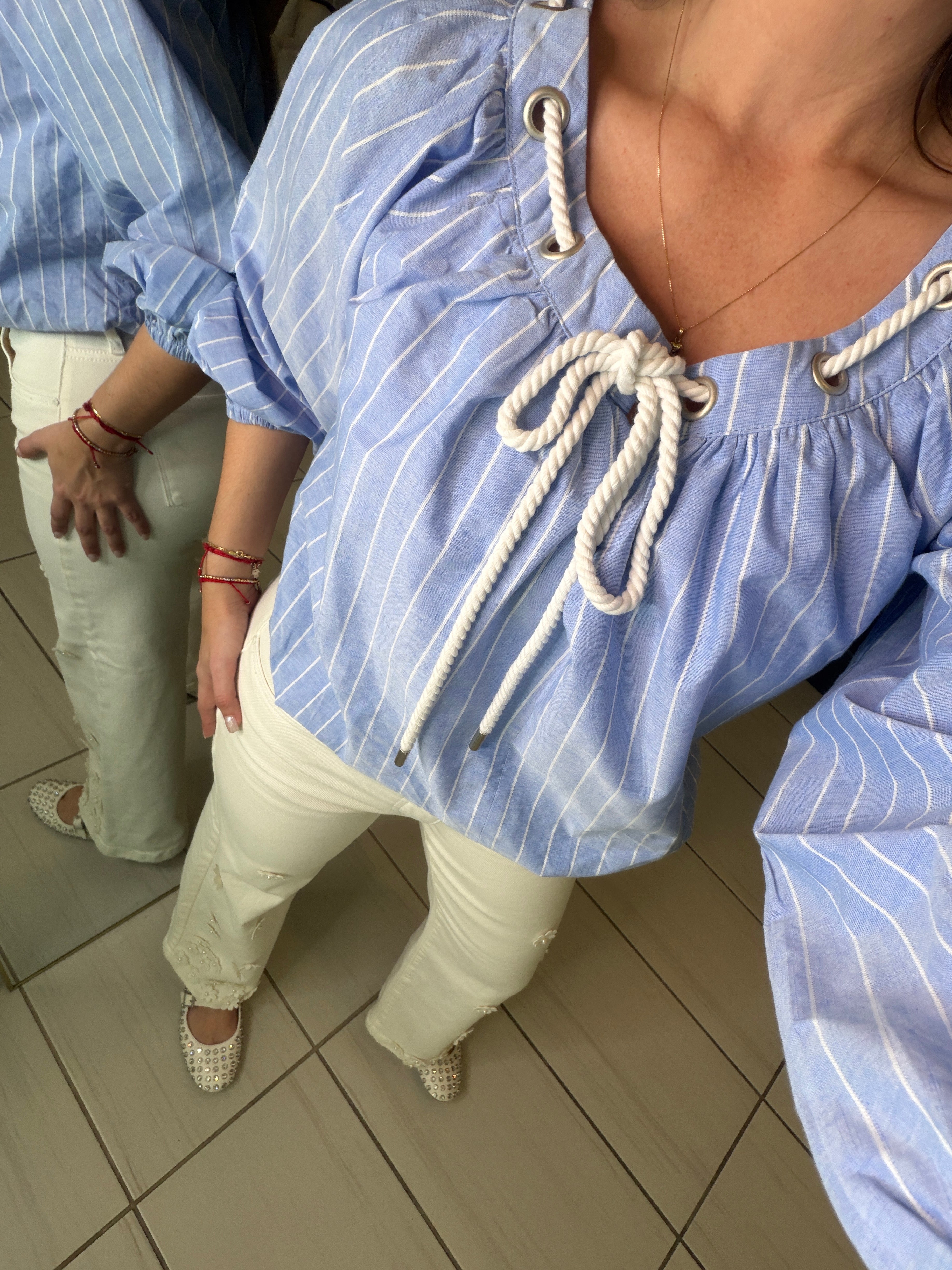 Aura Stripes Blue Top