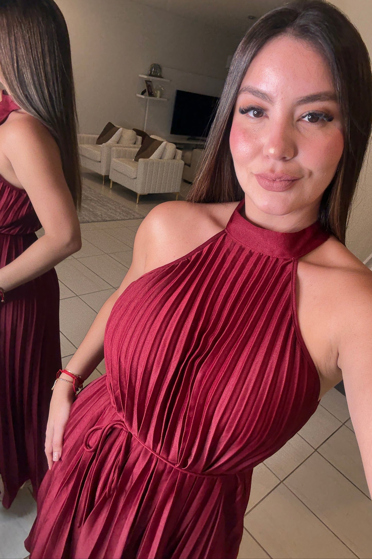 Radiant Red Wine Midi Dress
