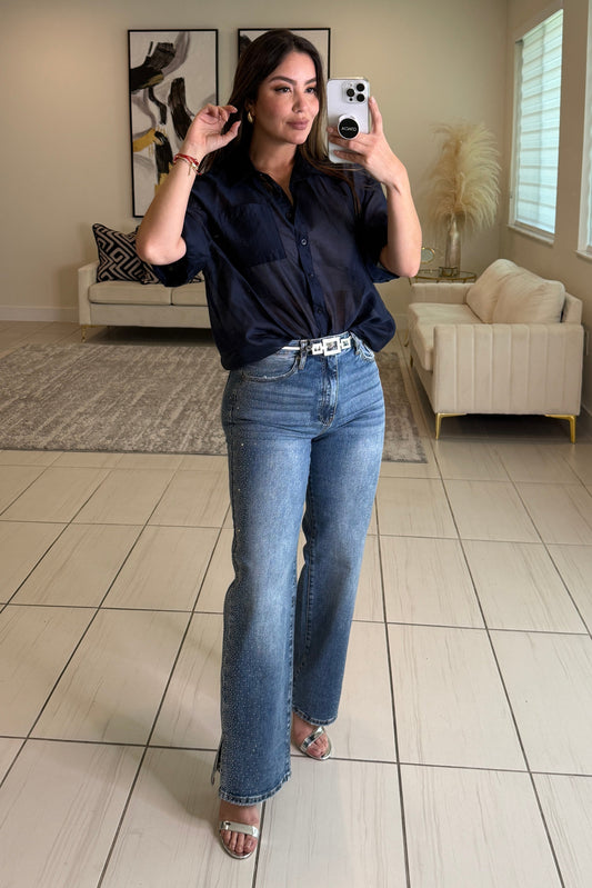 Signature Shine Blue Denim Pants