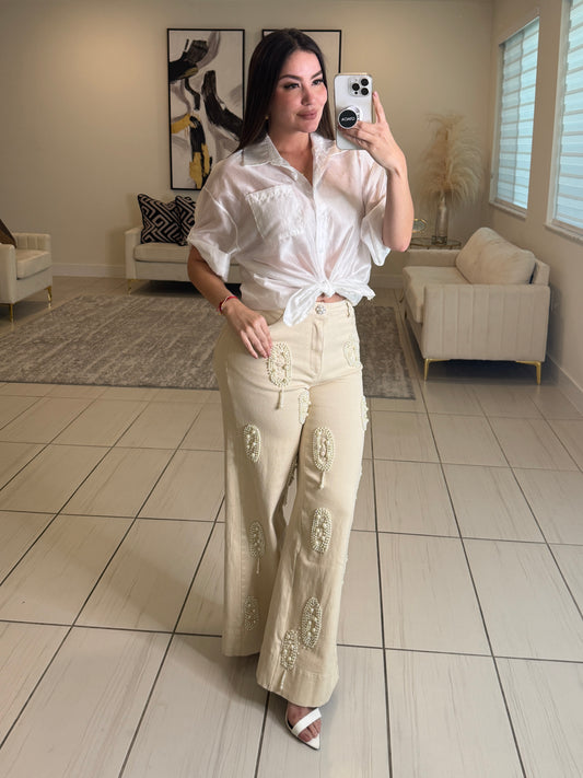 The Pearl Effect Beige Pants