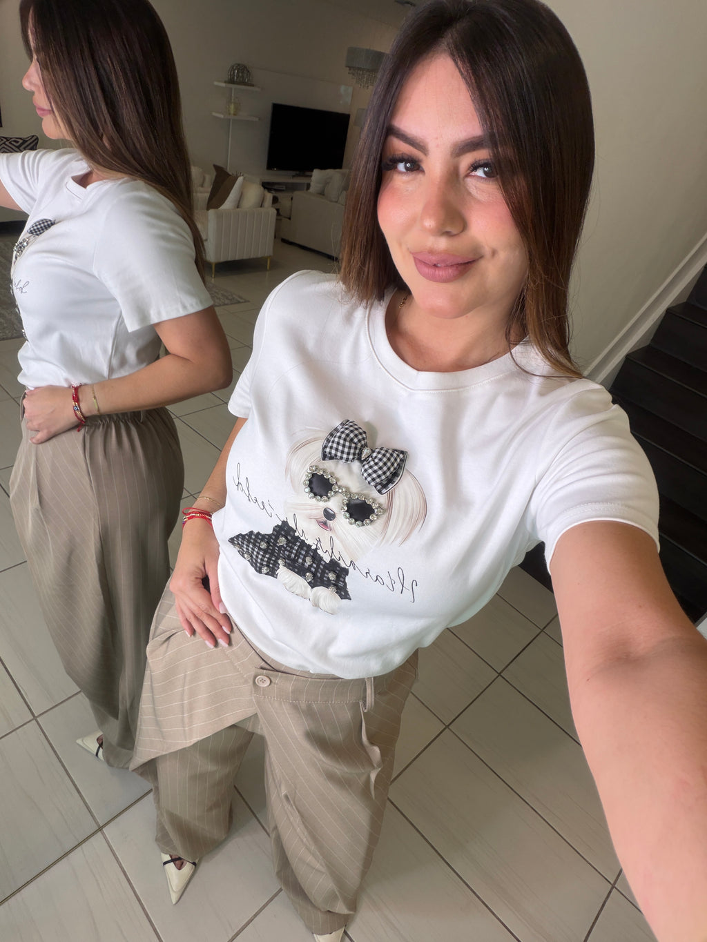 Cutest Charming Dog White Tshirt Top