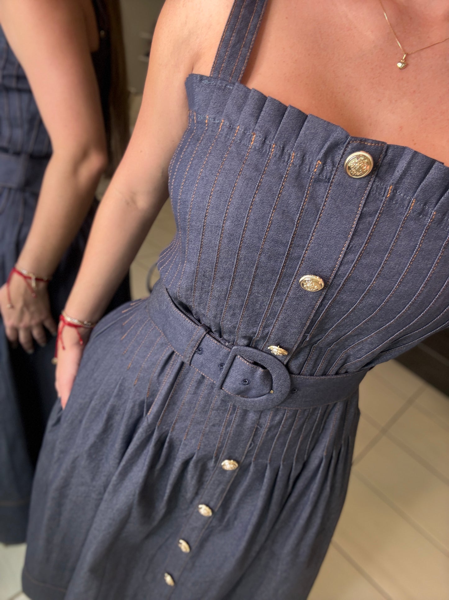 Enchanted Veil Denim Midi Dress