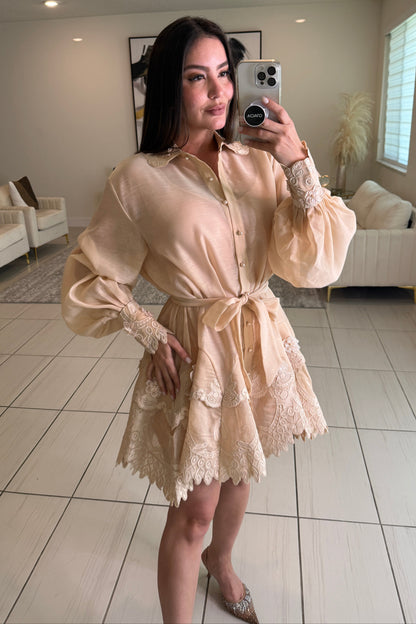 Bloomed Allure Beige Dress