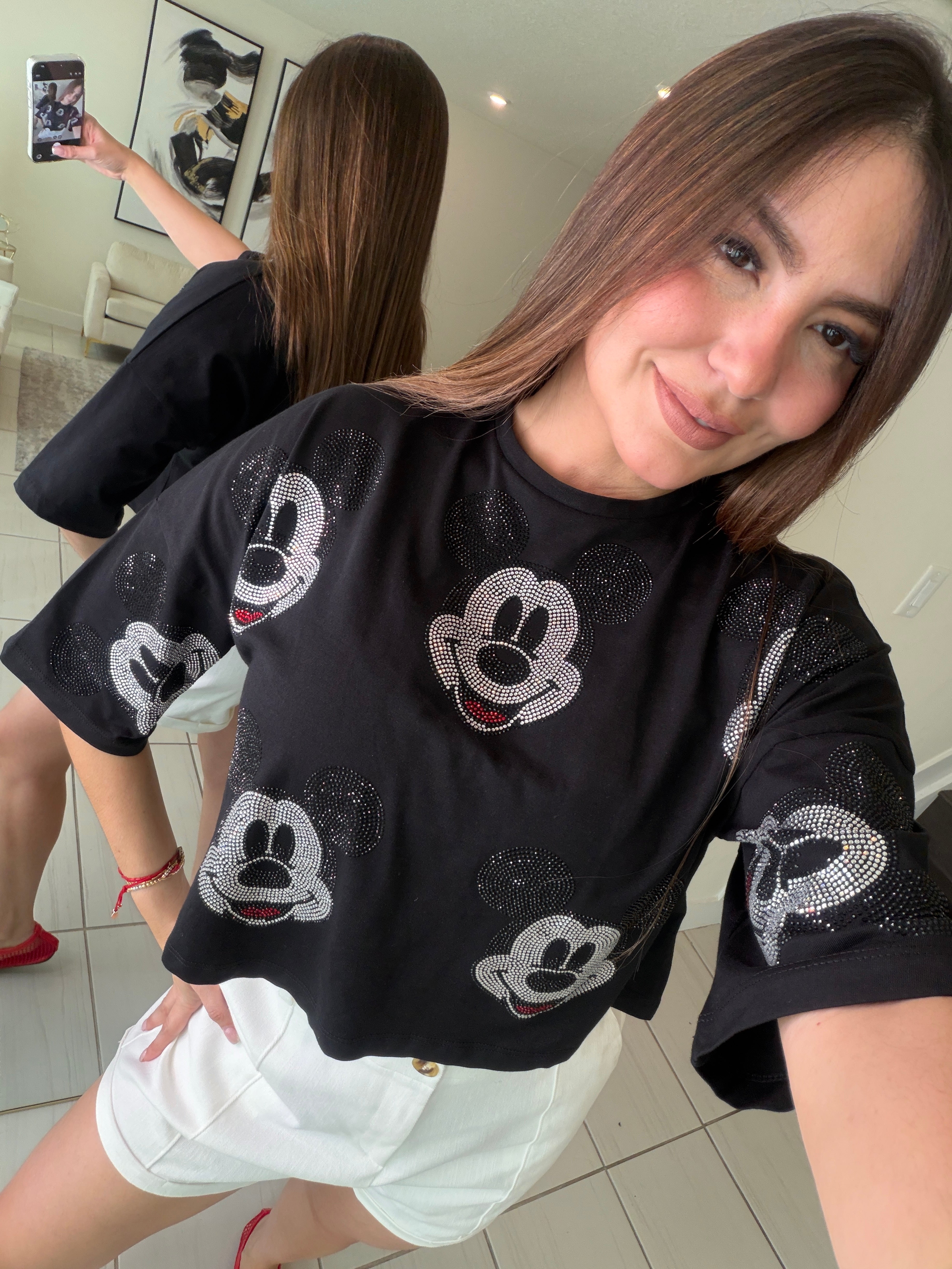 Funny Rhinestones Black Top