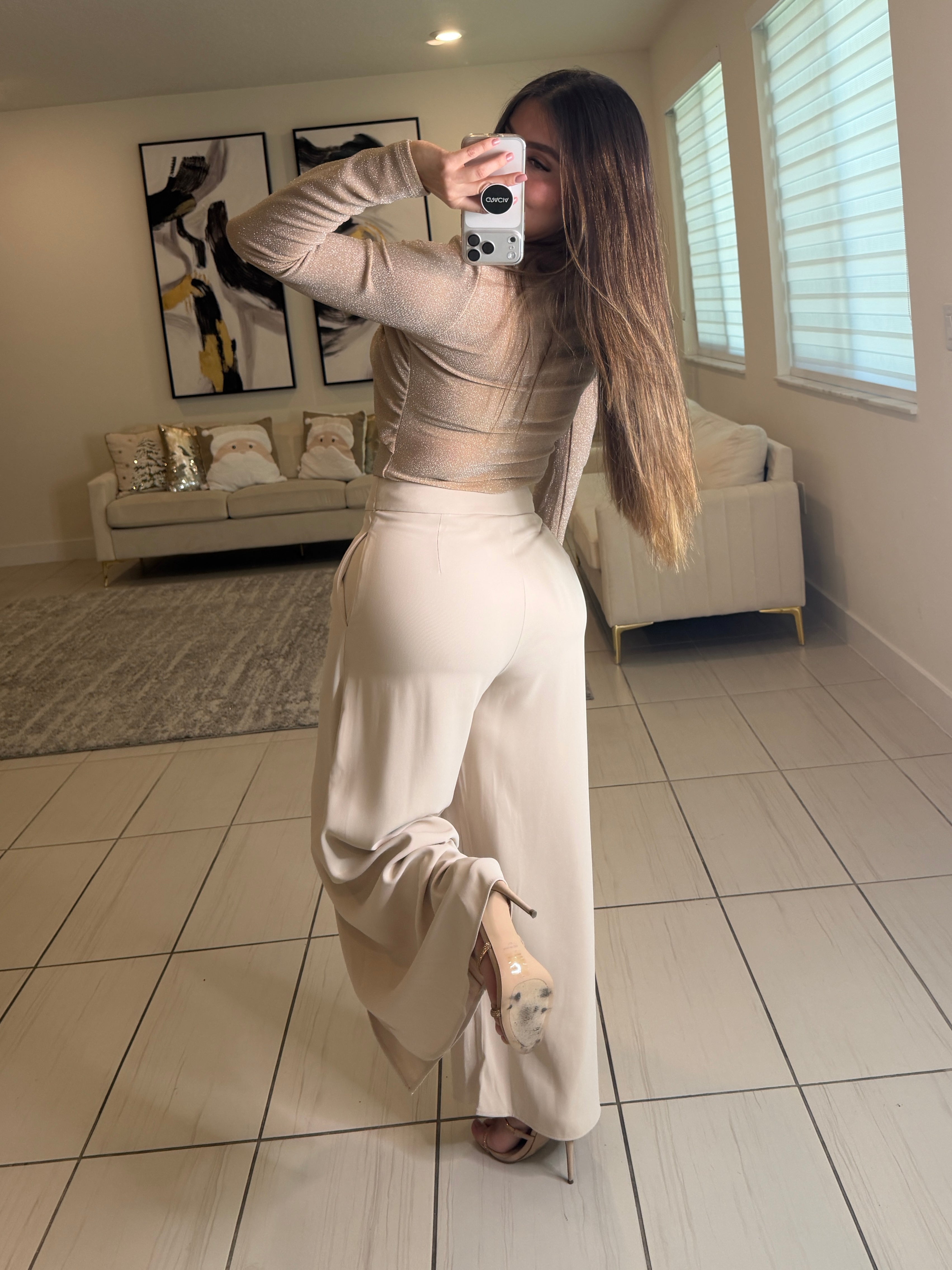 Asymmetrical Ambrosia Beige Pants