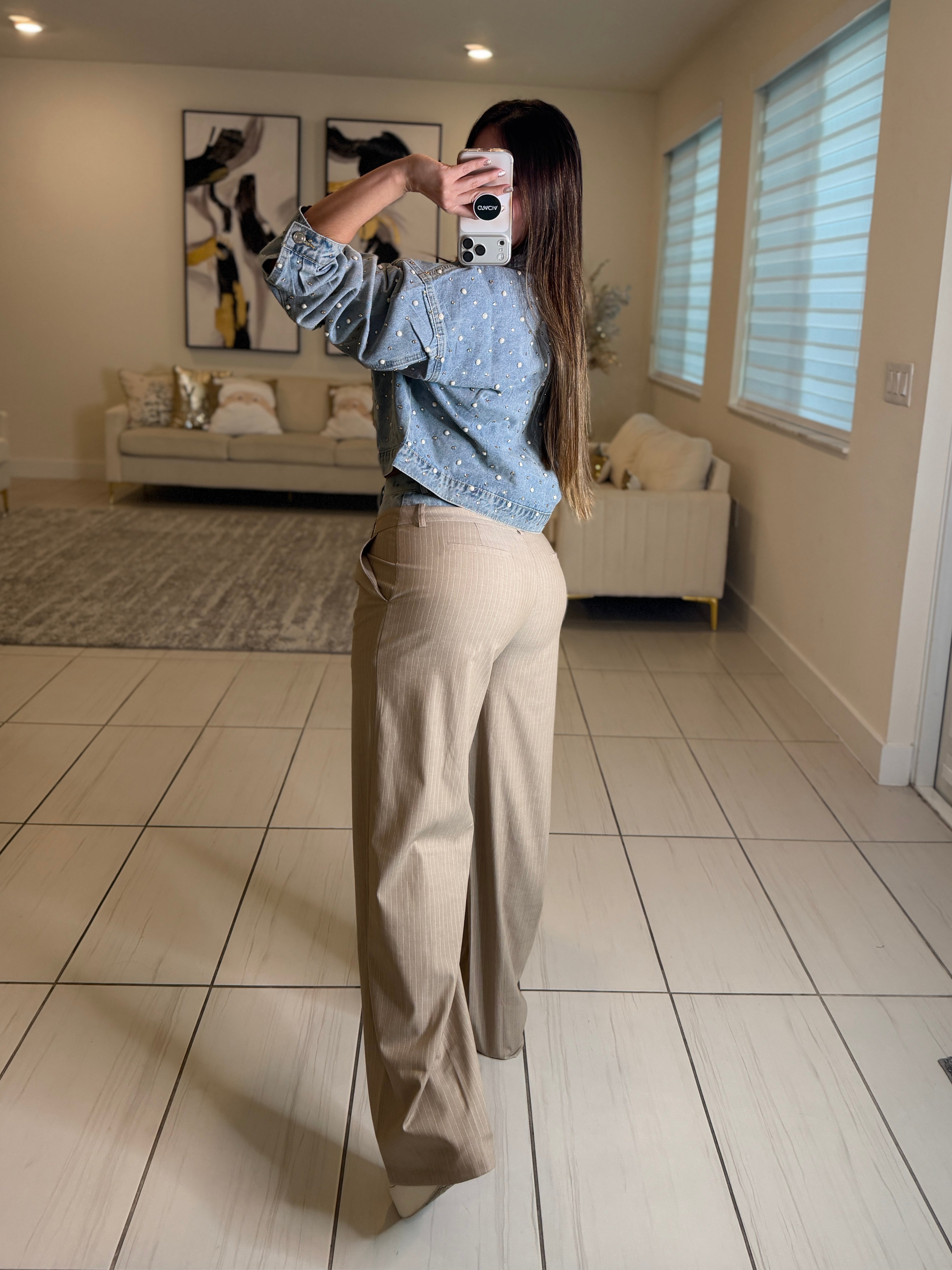 Iconic Contrast Beige and Denim Pants