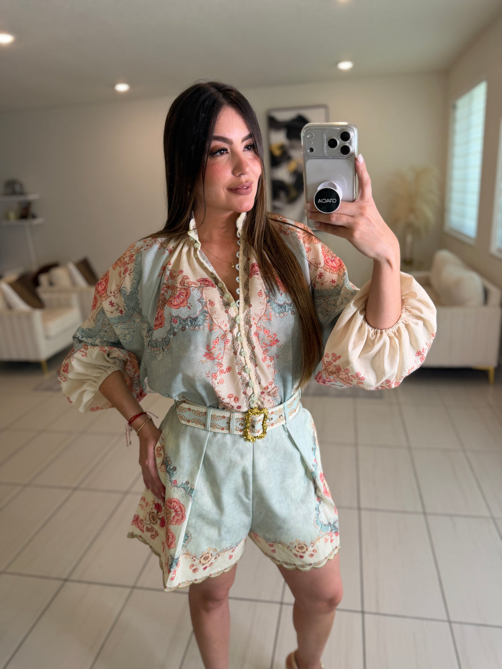 Daylight Floral Ramie Short Set