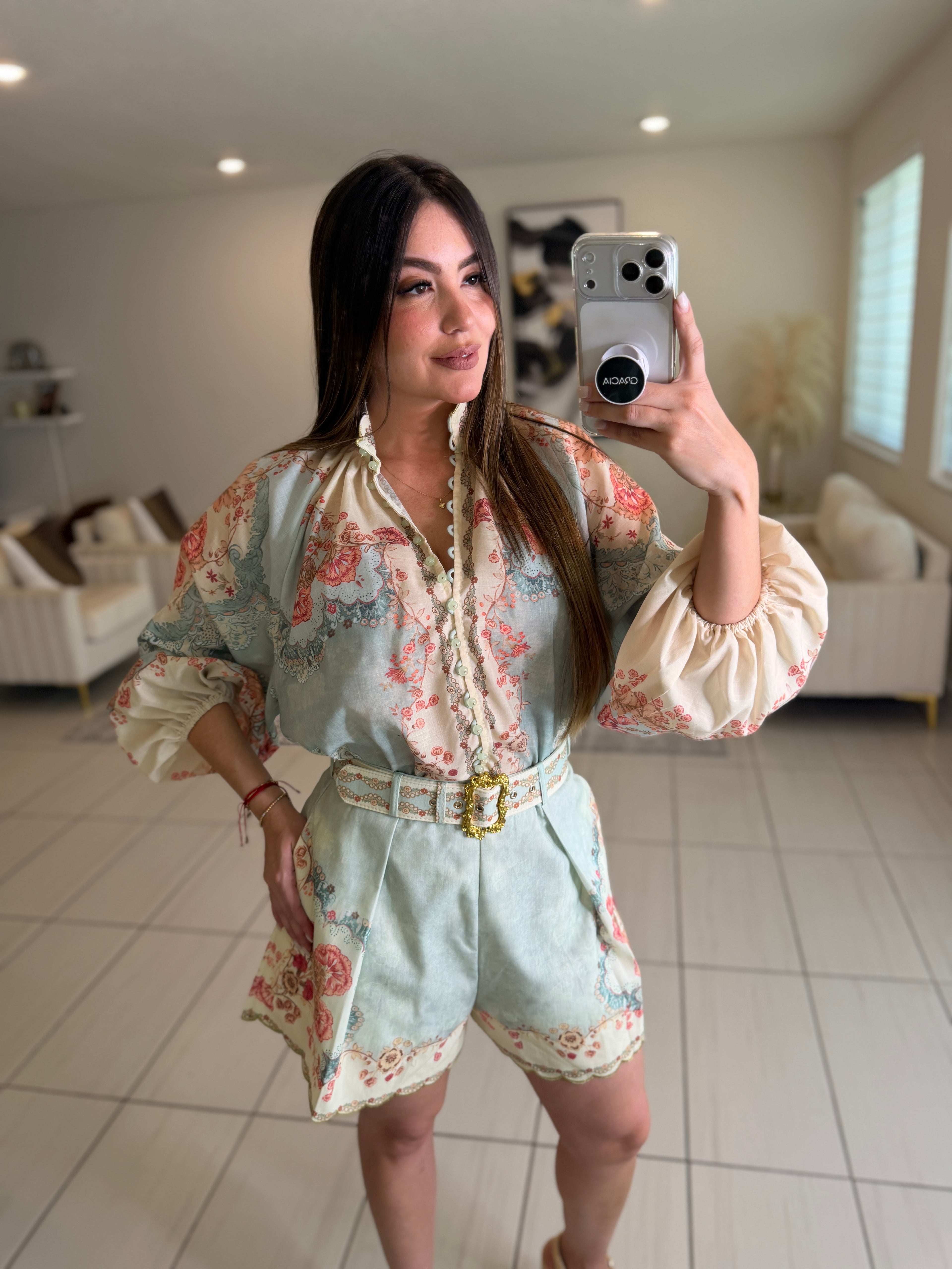 Daylight Floral Ramie Short Set