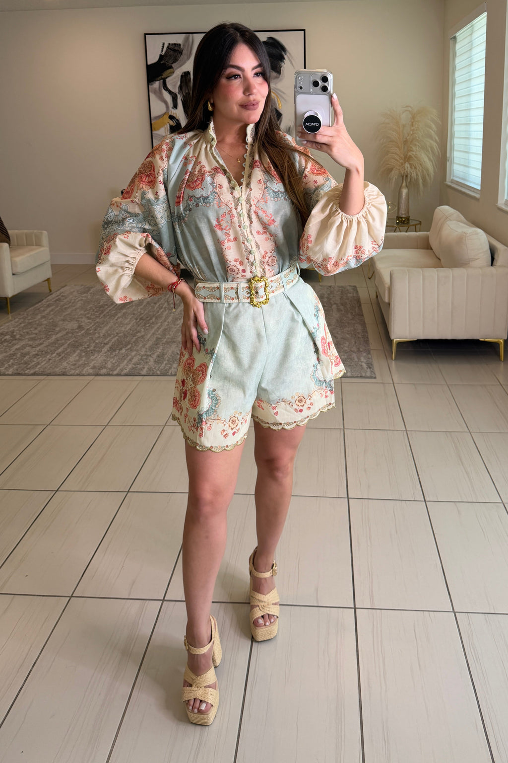 Daylight Floral Ramie Short Set