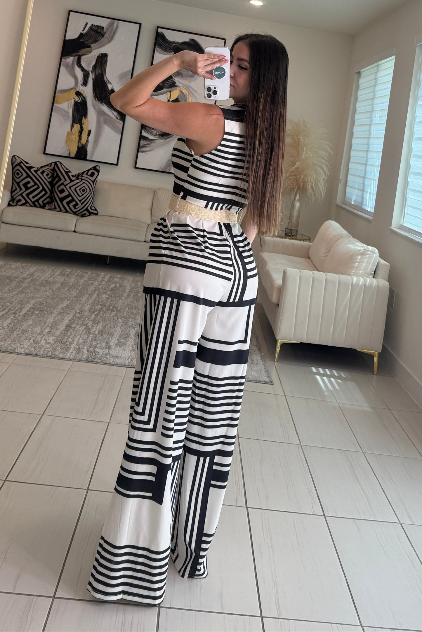 Sunset Strokes Beige Jumpsuit