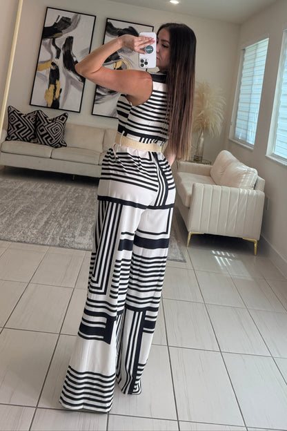Sunset Strokes Beige Jumpsuit