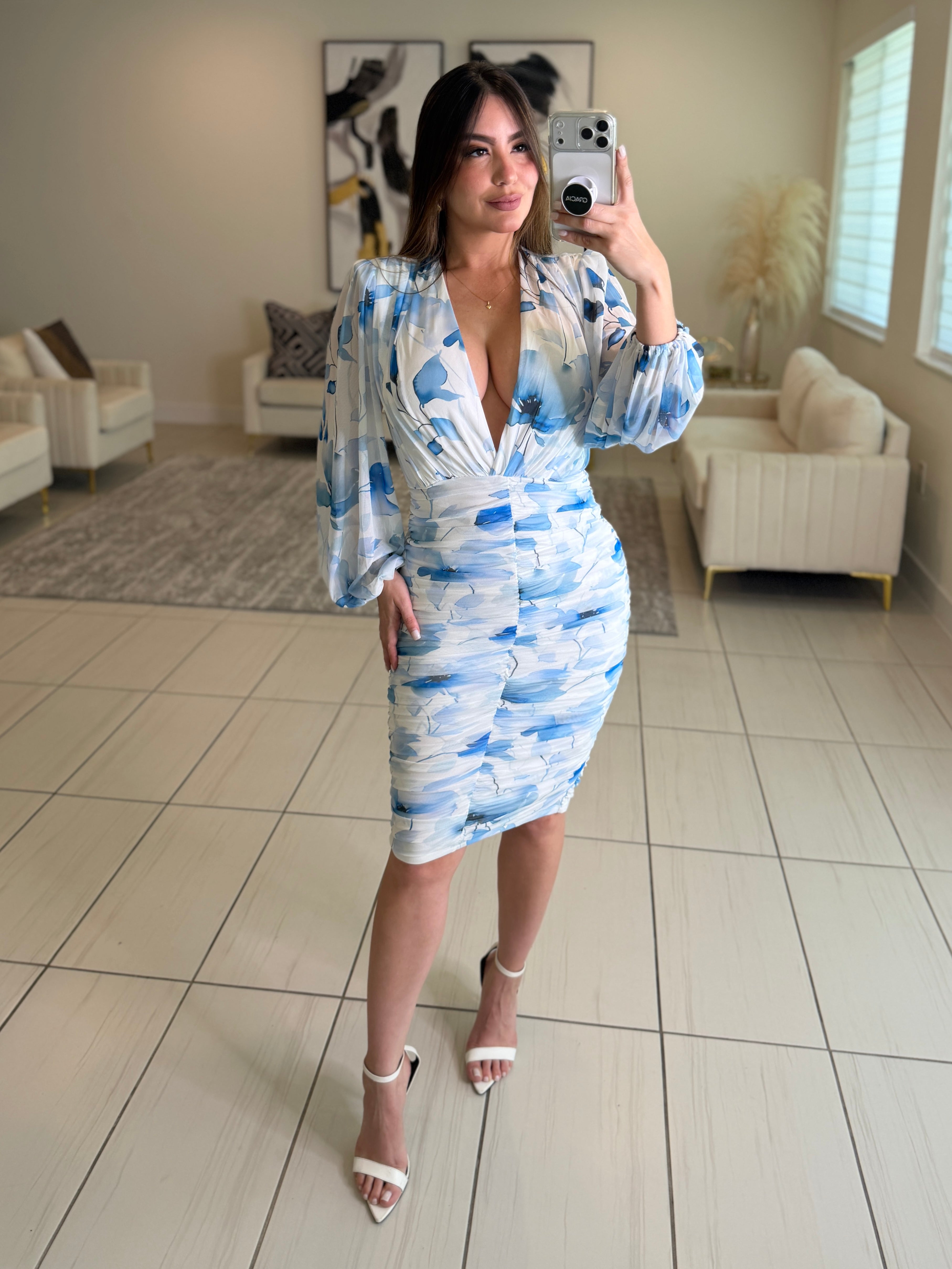 Poetic Floral Blue Dress