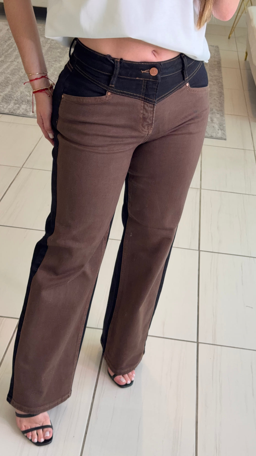 Brown and Black Denim Pants