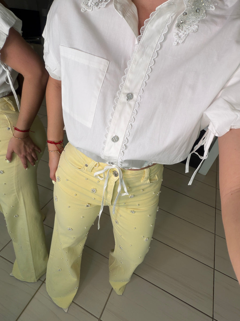Flowers and Sparkles White Shirt