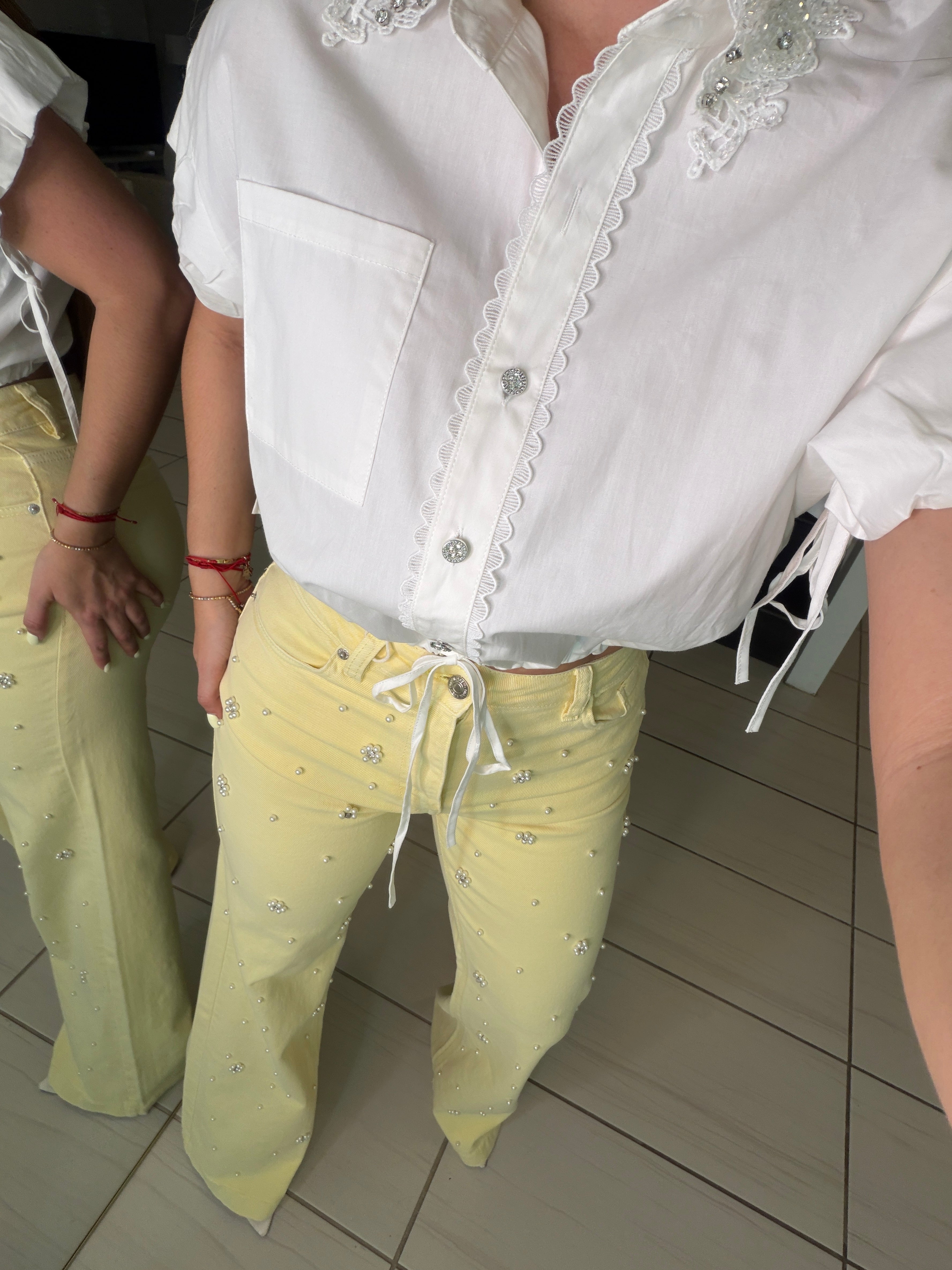 Flowers and Sparkles White Shirt