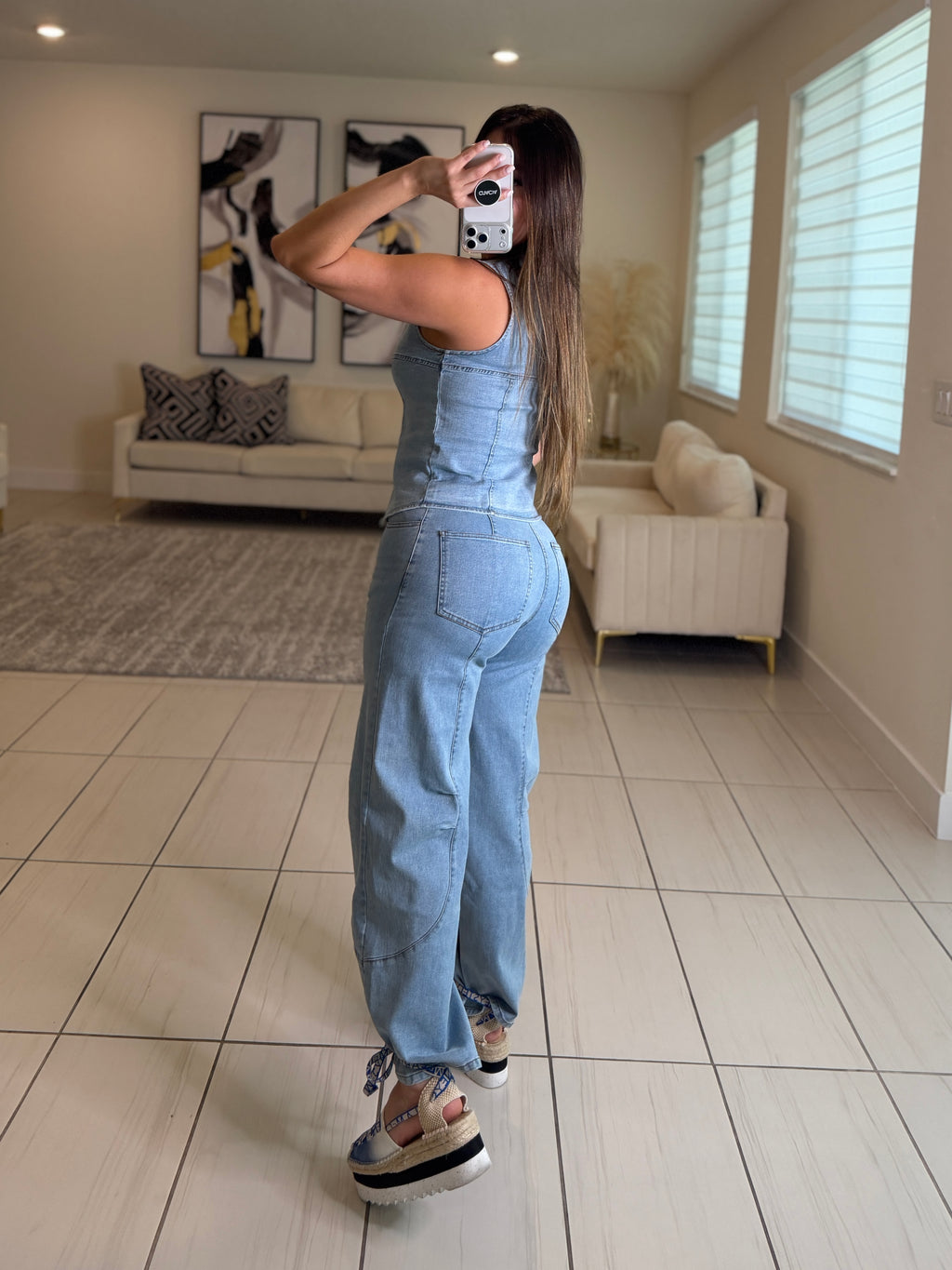 Elevated Essential Light Denim Pant Set