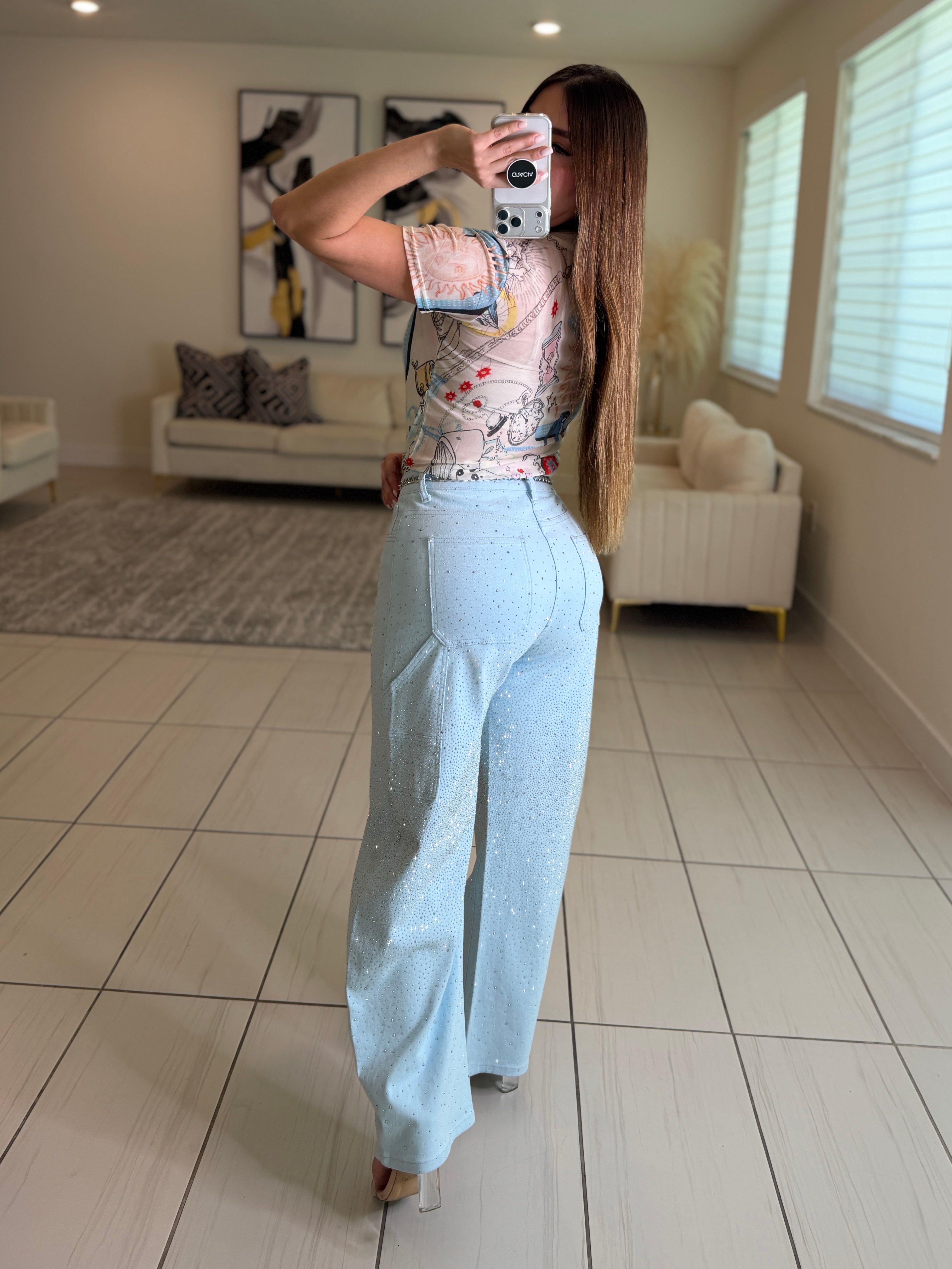 Divine Rhinestones Blue Pants